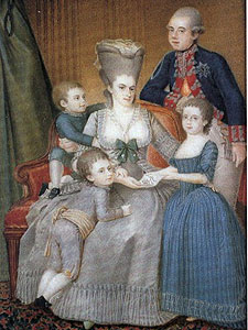 Willem V met vrouw en kinderen