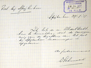 Bericht van commandant Fort bij Spijkerboor over vertrek bezetting.
