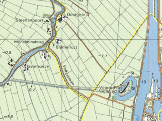 Topografische kaart 1988 met Fort bij Nigtevecht.