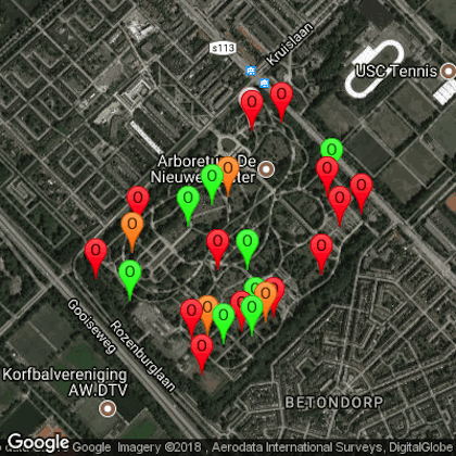 Luchtfoto Oosterbegraafplaats Amsterdam met graven.