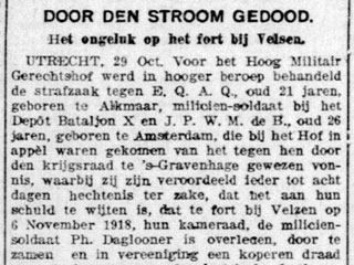 "Door den stroom gedood" in De Telegraaf d.d. 30-10-1919