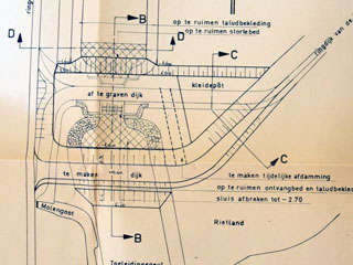 Bouwtekening sloop inundatiesluis Eilandspolder.