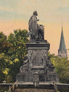 "Standbeeld Joost v. Vondel in 't Vondelpark AMSTERDAM"