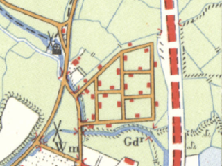 Uitsnede topografische kaart uit 1963 van Munitiemagazijncomplex Uitgeest-Noord.