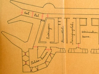Deel van de plattegrond van Fort aan de Jisperweg, het linker deel met keelkazemat.