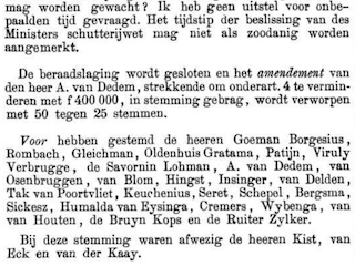 Fragment met het amendement van Van Dedem uit de Handelingen Tweede Kamer 1880-1881, 49e zitting op 21 december 1880.