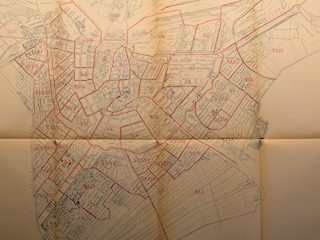Kaart van de verplegingsdistricten in de gemeente Amsterdam.