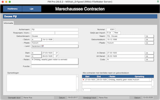 Marechaussee contracten in de database van het Doc.centrum Stelling van Amsterdam.